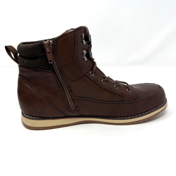 Steve Madden Brown Faux Leather Lace Up Side Zip Ankle Boots Kids Size 6 - Picture 10 of 12